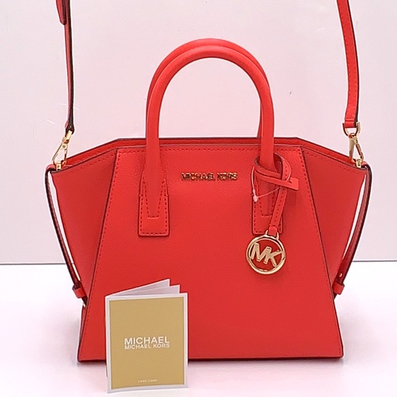 Michael Kors Avril Small Leather Top-Zip Satchel CORAL REFF color - Picture 3 of 16